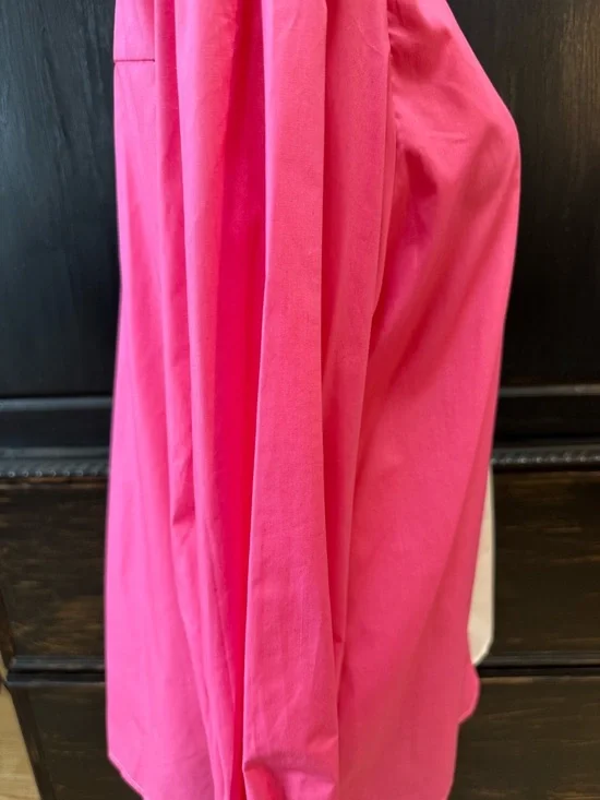 Colorblock Pink & White Button-Up Blouse - Picture 7 of 16